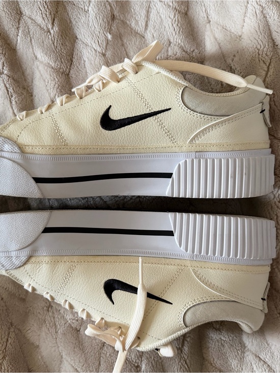 Nike Shoes - Nike Cream Low-Top Sneakers with Black Swoosh